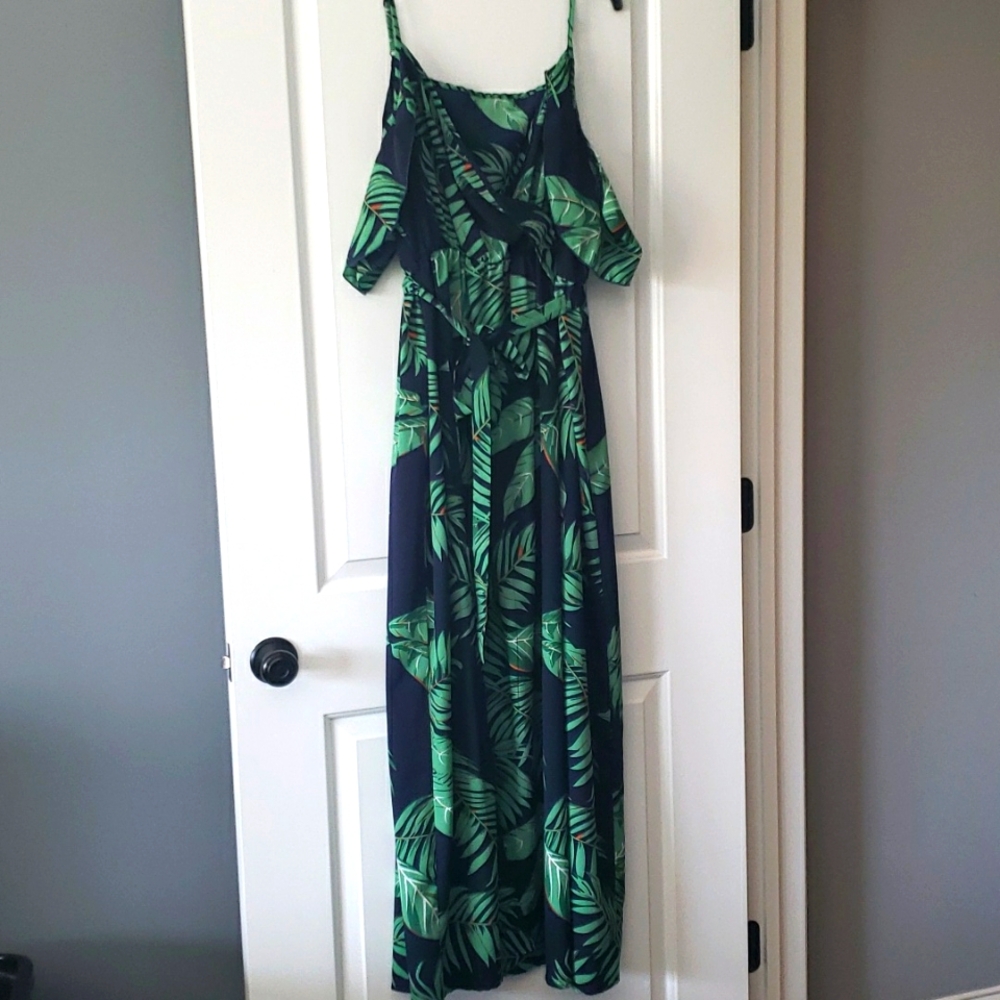 Off Shoulder Flutter Sleeve Maxi Dress